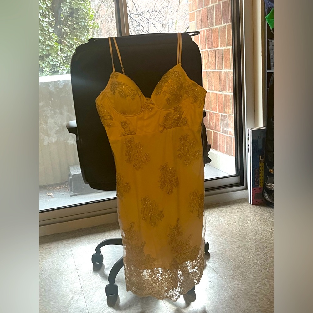 Pale pink and gold cocktail dress